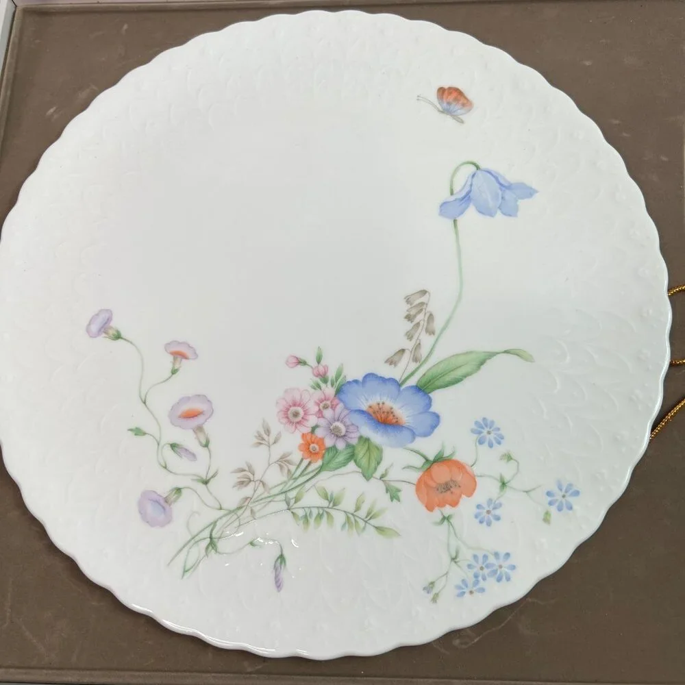 Mikasa Bone China Something Blue Cake Plate & Server Set In Box Narumi Japan
